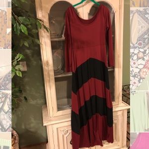 Garnet and black chevron maxi dress